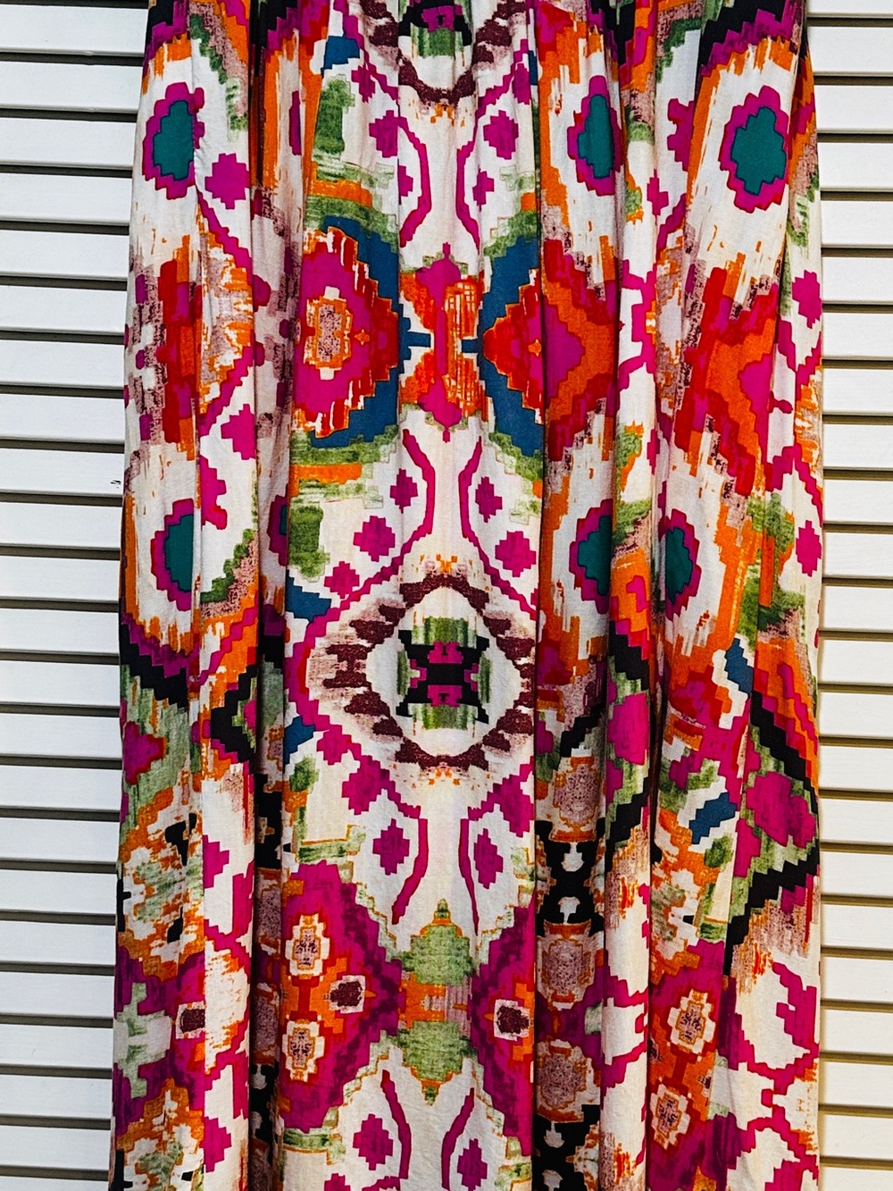 Boho Aztec Print Maxi Skirt Festival Western Smocked Waist Small - Picture 12 of 12